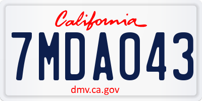 CA license plate 7MDA043