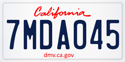 CA license plate 7MDA045