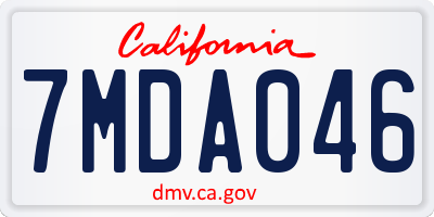 CA license plate 7MDA046