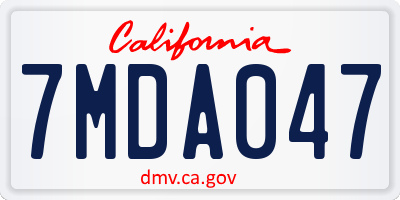 CA license plate 7MDA047