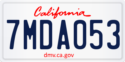 CA license plate 7MDA053