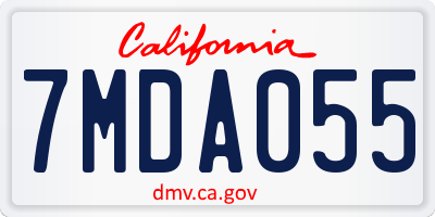 CA license plate 7MDA055