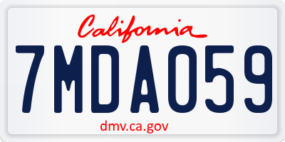 CA license plate 7MDA059