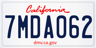 CA license plate 7MDA062
