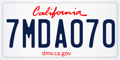CA license plate 7MDA070