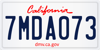 CA license plate 7MDA073