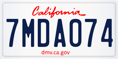 CA license plate 7MDA074