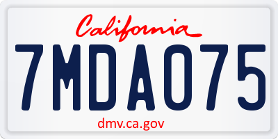 CA license plate 7MDA075