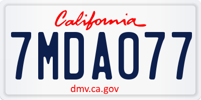 CA license plate 7MDA077