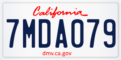CA license plate 7MDA079