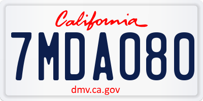 CA license plate 7MDA080