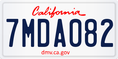 CA license plate 7MDA082