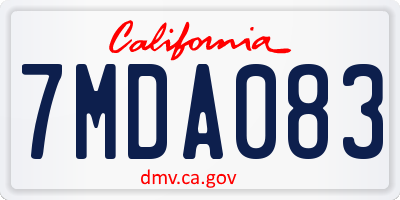 CA license plate 7MDA083