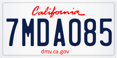 CA license plate 7MDA085