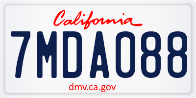 CA license plate 7MDA088