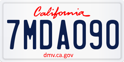 CA license plate 7MDA090
