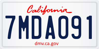CA license plate 7MDA091