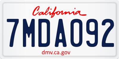 CA license plate 7MDA092