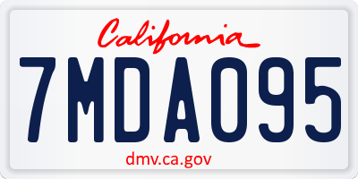 CA license plate 7MDA095