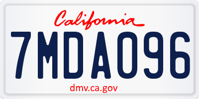 CA license plate 7MDA096