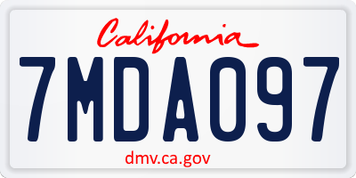 CA license plate 7MDA097