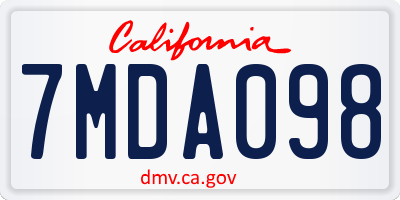 CA license plate 7MDA098
