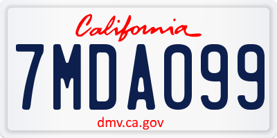 CA license plate 7MDA099