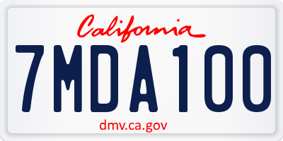 CA license plate 7MDA100