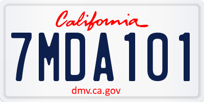 CA license plate 7MDA101