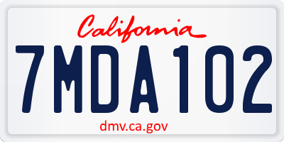 CA license plate 7MDA102