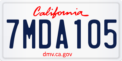 CA license plate 7MDA105