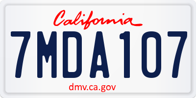 CA license plate 7MDA107