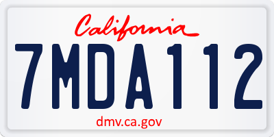 CA license plate 7MDA112