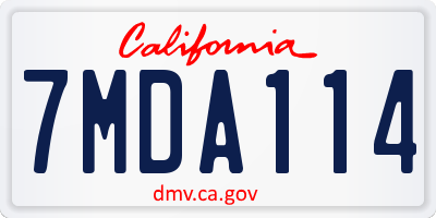 CA license plate 7MDA114