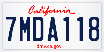 CA license plate 7MDA118