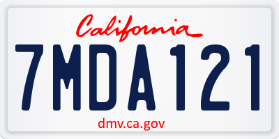 CA license plate 7MDA121