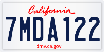 CA license plate 7MDA122