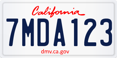 CA license plate 7MDA123