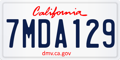 CA license plate 7MDA129