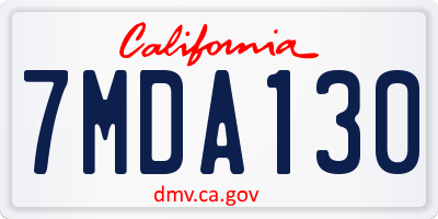 CA license plate 7MDA130