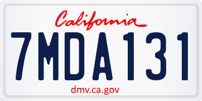 CA license plate 7MDA131