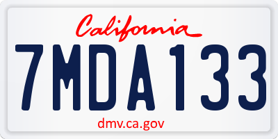 CA license plate 7MDA133