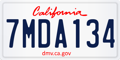 CA license plate 7MDA134