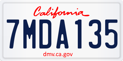 CA license plate 7MDA135