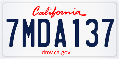 CA license plate 7MDA137