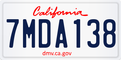 CA license plate 7MDA138