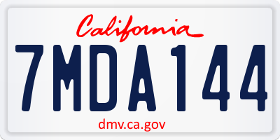 CA license plate 7MDA144