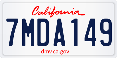 CA license plate 7MDA149