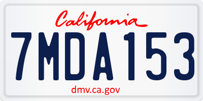 CA license plate 7MDA153