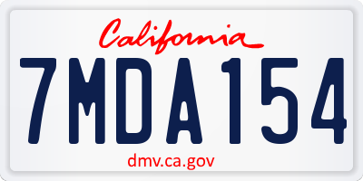CA license plate 7MDA154